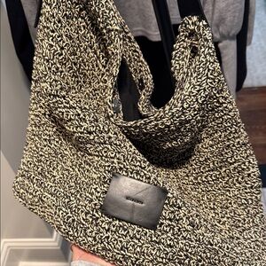 All Saints Black and Cream Knit Shoulder Bag